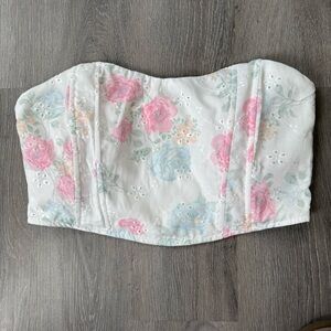 Altar'd State Floral corset Crop Top nwot L